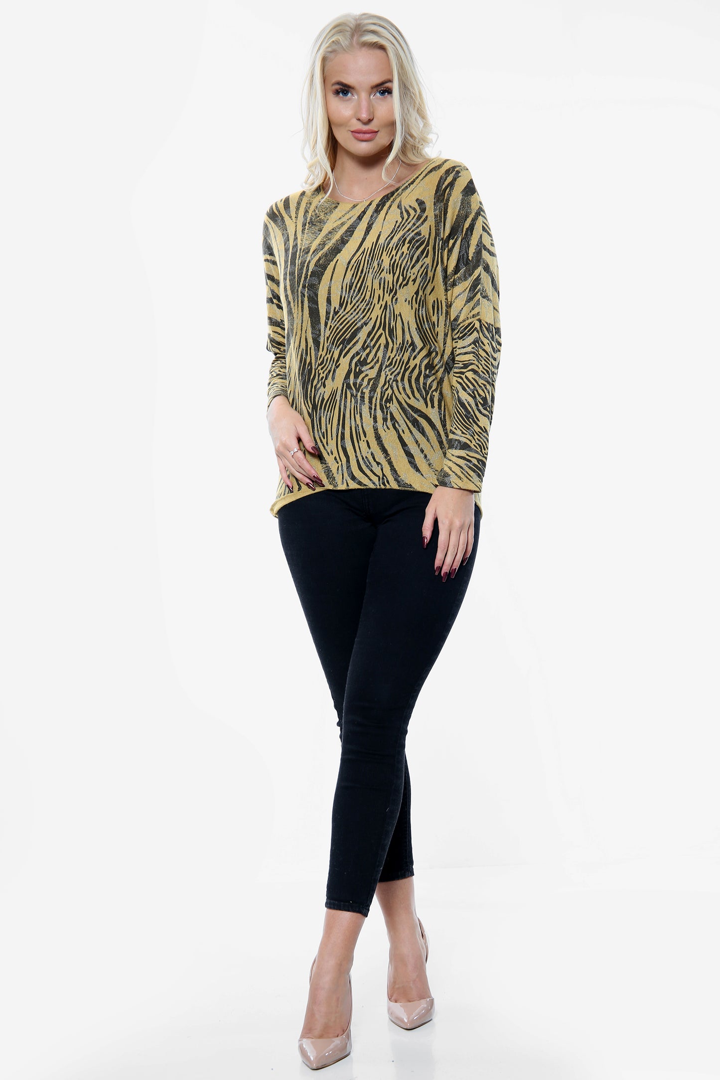 Mustard Animal Print Soft Knit Top