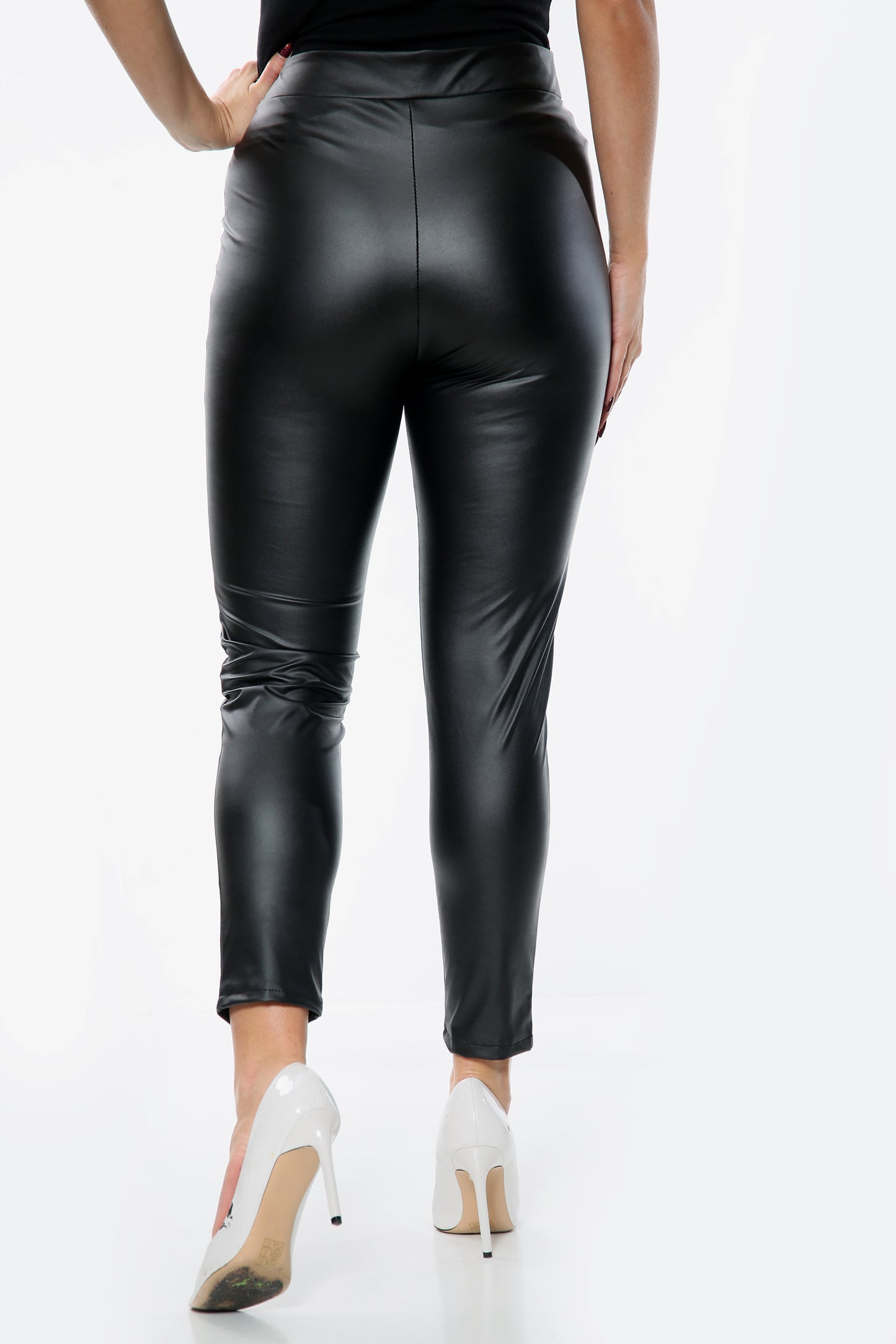 Zip Faux Leather Comfort Fit Leggings