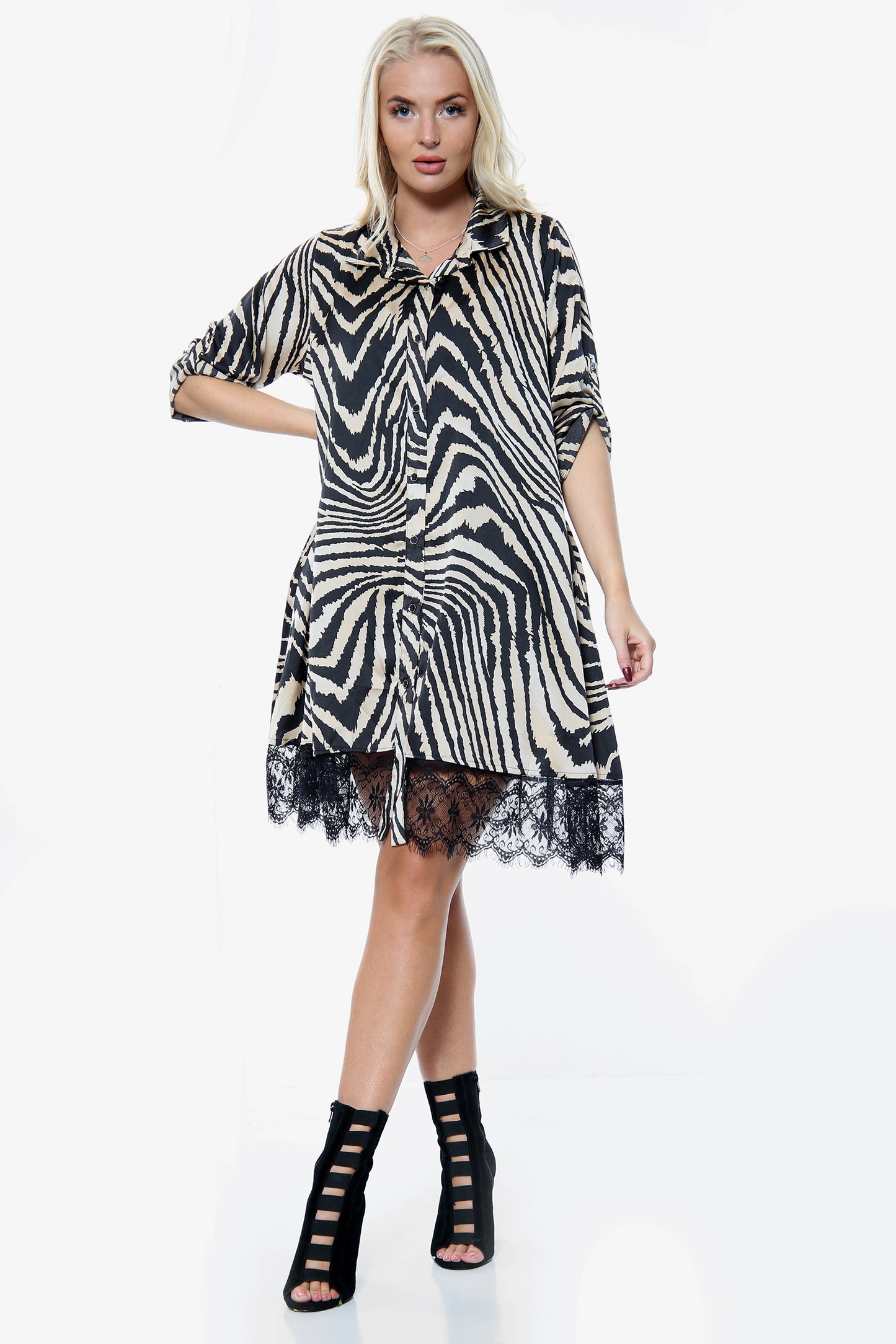 Zebra Print Soft Touch Black Shirt Dress