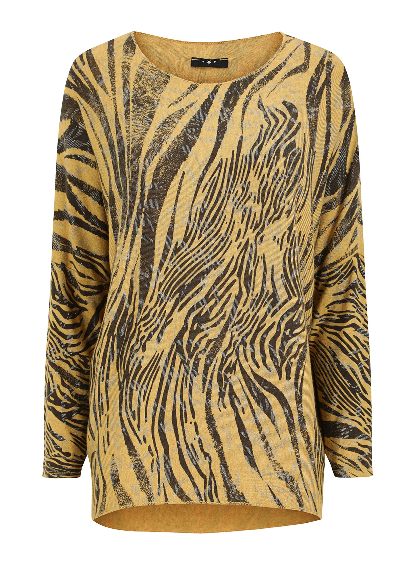 Mustard Animal Print Soft Knit Top