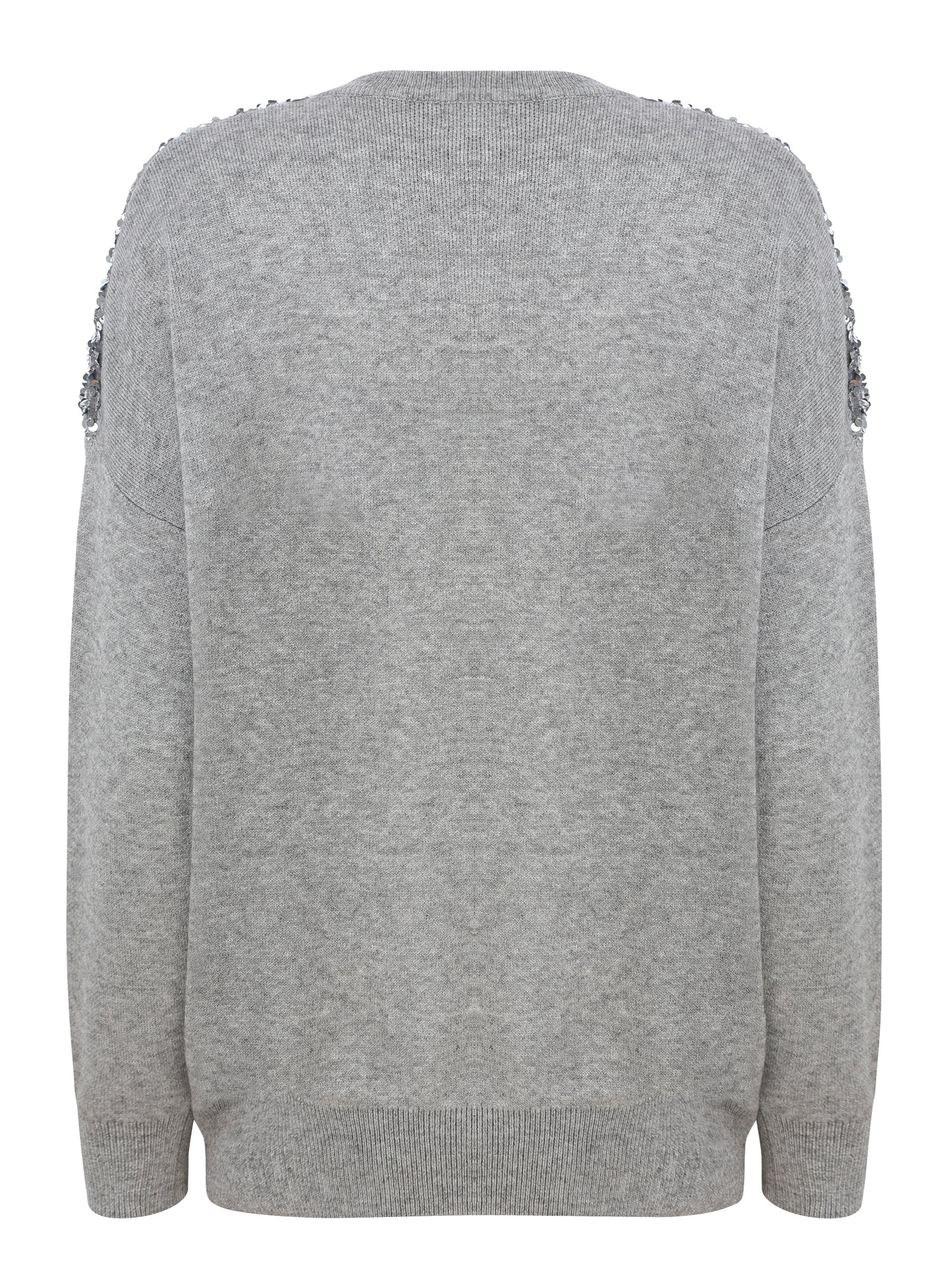 Silver Grey V Front Sequin Jumper