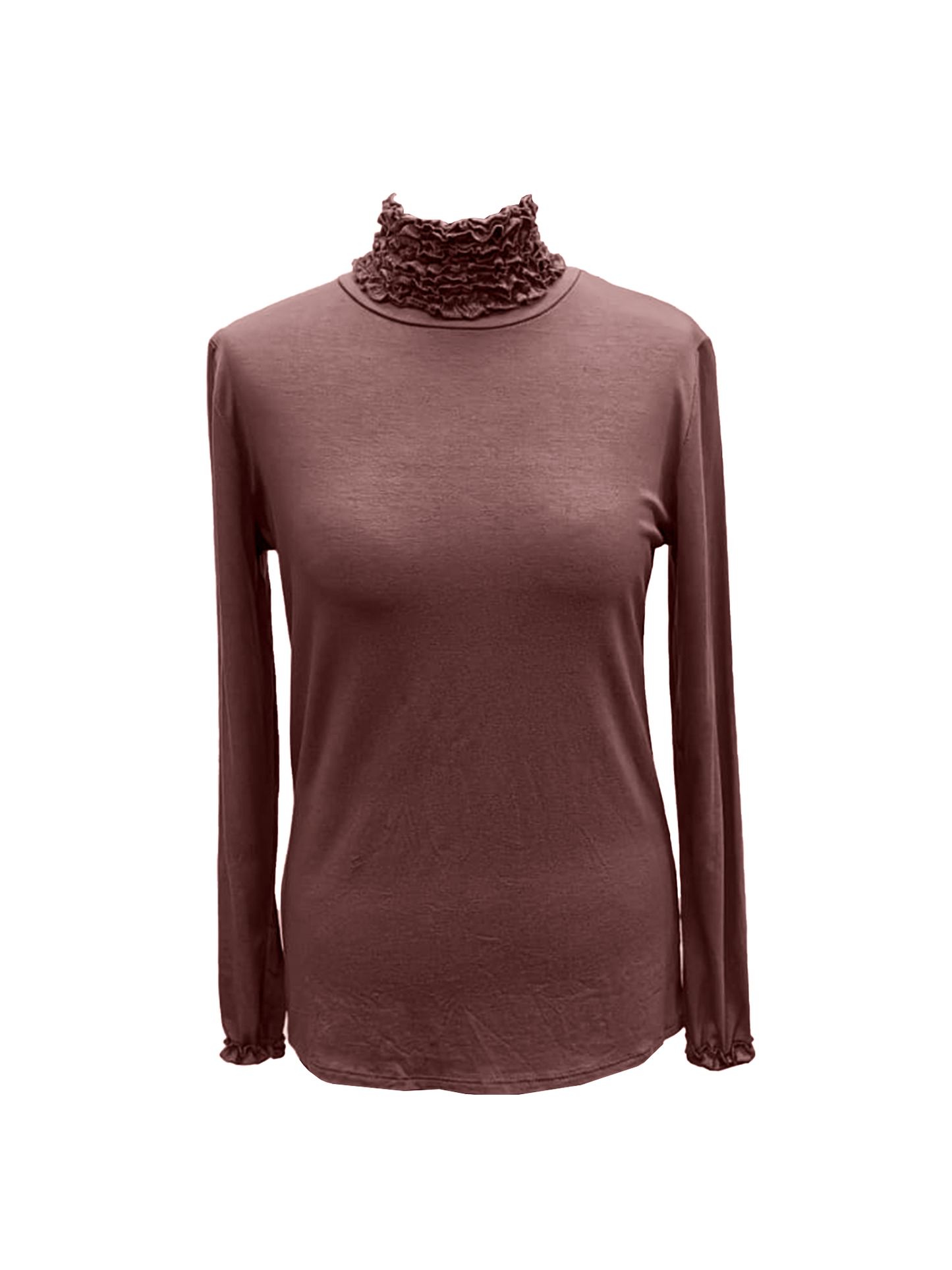 NEW Ladies casual Frill Roll High Polo Neck Jumper Womens Long Sleeve Jersey TOP